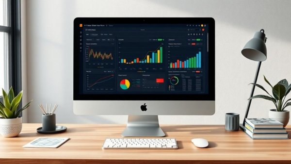 Modern desk setup displaying small business accounting software.