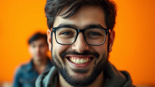 Portrait of a smiling man with glasses, background blurred.