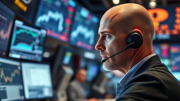Trader analyzing data at stock market desk for how to fund business expansion.