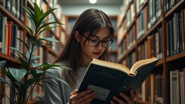 Teen reading in library, symbolizing generational impact of book bans on teens.