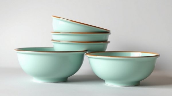 Mint green enamel bowls stacked showcasing exclusive discounts for home products.