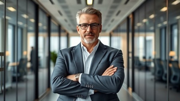 Confident middle-aged man promoting digital impersonation prevention.