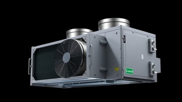 Photorealistic Greenheck RV-220 HVAC model in detailed view.