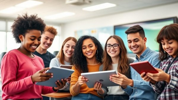 Students in a classroom using tablets, education in the age of AI.