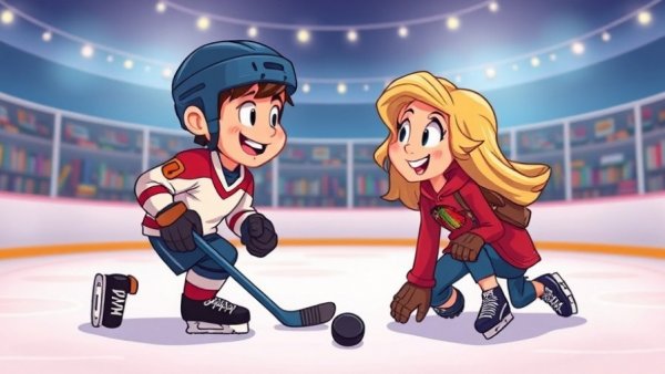 Hockey romance novel cover with player and woman on ice rink.