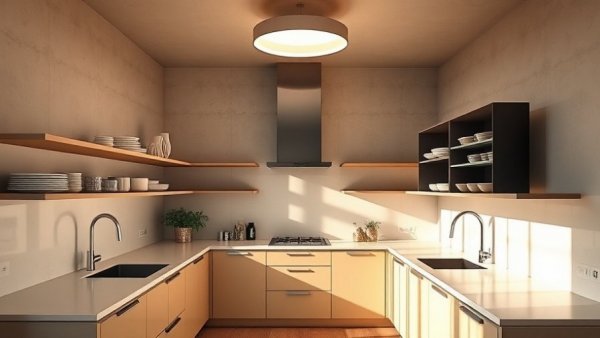 Modern minimalist kitchen transformation in Scottish Highlands, well-organized design.