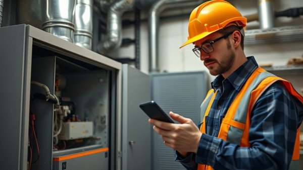 HVAC technician inspecting furnace for HVAC Reputation Management.