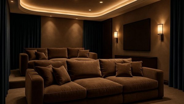 Luxurious home theater design in Atlanta with plush seating.