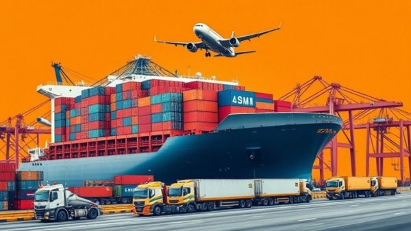 Shipping containers and logistics symbolizing falling freight rates.