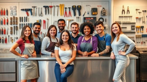 Winsupply Raleigh location expansion team posing at store counter.