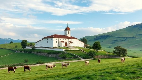 Ørslev Monastery Work Refuge in picturesque green landscape.