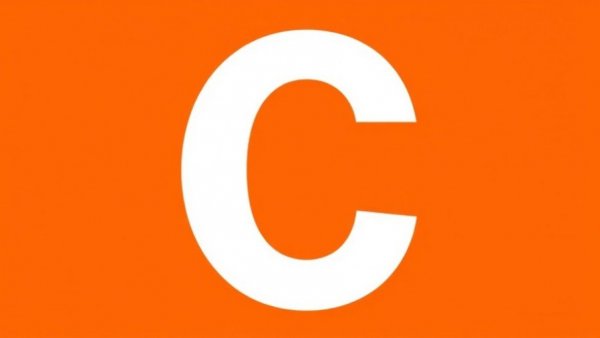 Bold white letter 'C' on orange background
