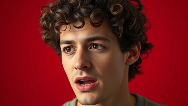 Expressive young man discussing how large language models transform society.