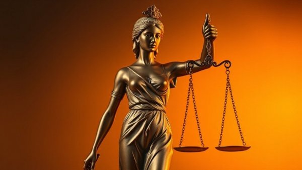 Statue of justice symbolizing artificial intelligence in securities litigation.