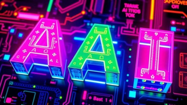 AI growth stocks investment trends concept with colorful digital AI design.