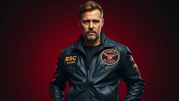 CELEBRATE NOLA Defiance MC 8 book cover with leather jacket and club insignia.