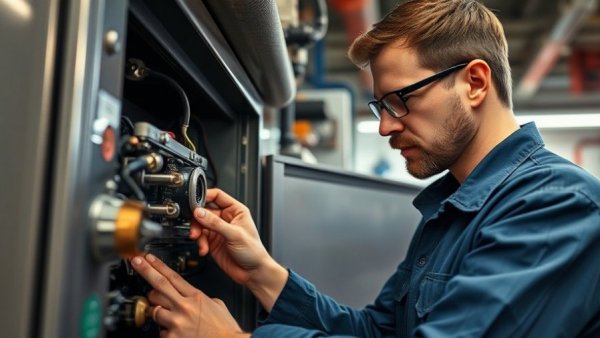 Technician inspects gas furnace installation, showcasing best practices.