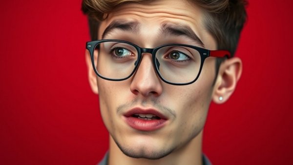 Young man on red background discussing AI Native Hedge Funds.