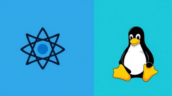 Illustration of atomic symbol and Linux penguin highlighting Atomic and Immutable Linux Distros.