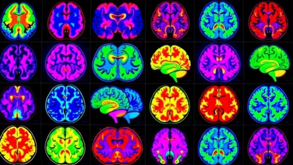 Colorful brain scans illustrating neurological activity for blood-based tests for dementia diagnosis.