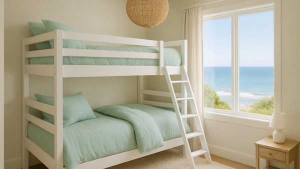 Modern beach house design with chic bedroom decor.