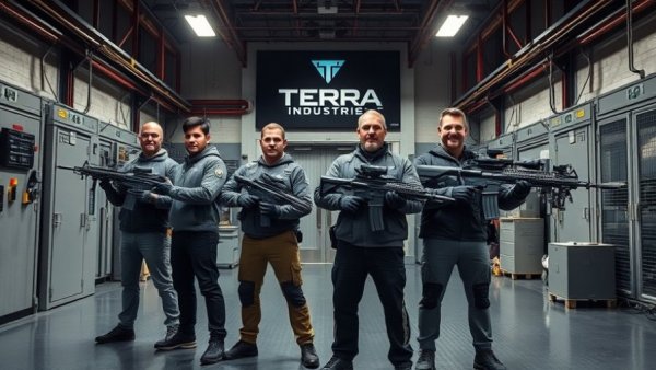 Showcasing African defense technology in modern industrial setting.