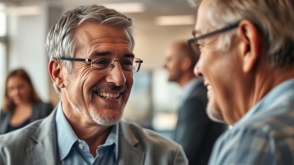 Older man demonstrates dyslexic thinking in leadership at a group meeting.