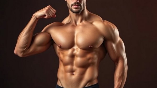 Modern book cover of a muscular man in a powerful pose.