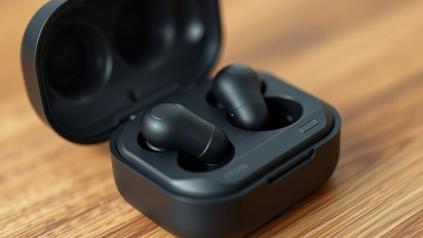 Wireless earbuds to improve sleep quality on wooden surface.