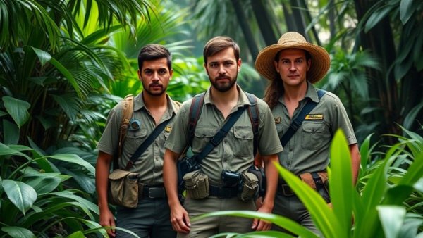 Cast of Alien: Earth Season 2 exploring a jungle.