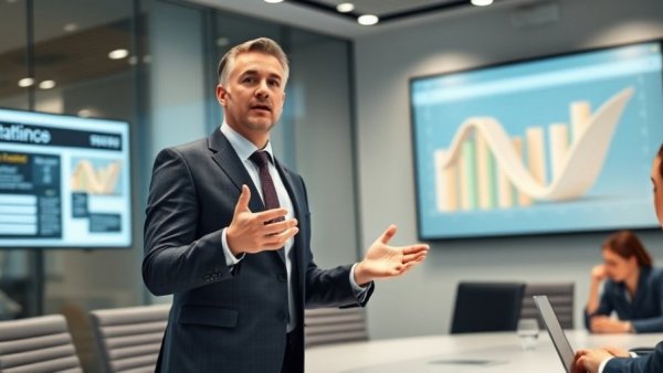 Businessman presenting business operations assessment in a meeting room.