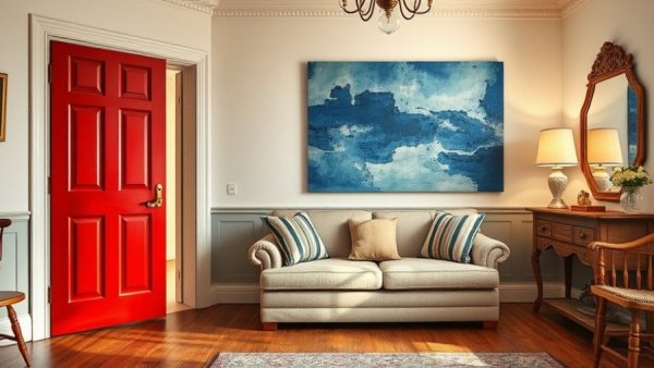 Charming Victorian living room interior with elegant decor and warm lighting.