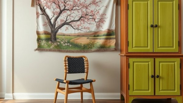 Spring Greens Interior Design with wood and vibrant decor elements.