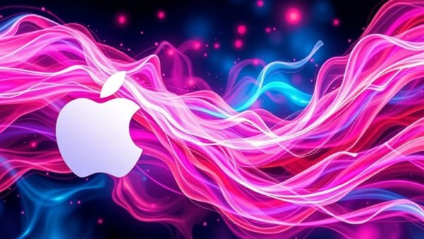 Colorful abstract art with Apple logo, representing 'Apple vs Google password managers'.