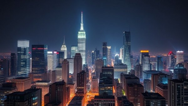 AI capital flooding the GCC: vibrant night skyline.