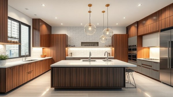 Contemporary kitchen island ideas for 2026 with modern design and lighting.