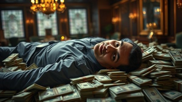 Businessman relaxing on money pile, symbolizing AWS potential growth.