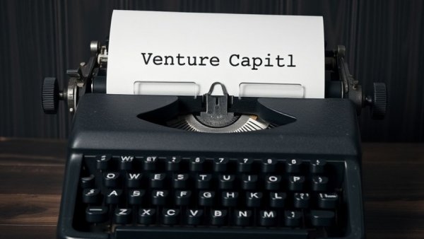 Classic typewriter showing 'Venture Capitl' on paper.