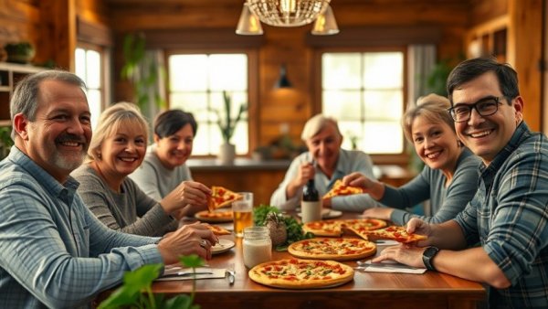 Spatola's Pizza Paoli: Cheerful group enjoying pizza in a cozy dining room.