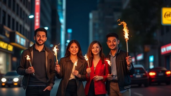 Zombieland 3 characters with torches exploring urban setting