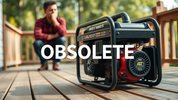 Close-up of a gas generator on a deck with 'OBSOLETE' text, pondering its future.
