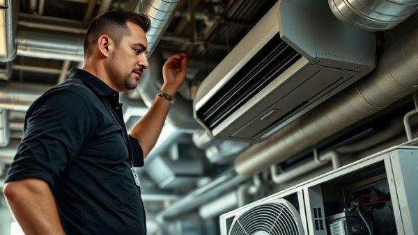 Man examining HVAC unit, showcasing HVACR contractor needs.