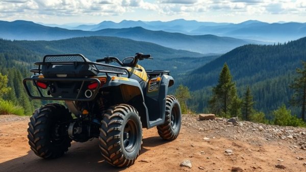 ATV Tours in Cabo showcasing a rugged ATV on a mountain overlook.