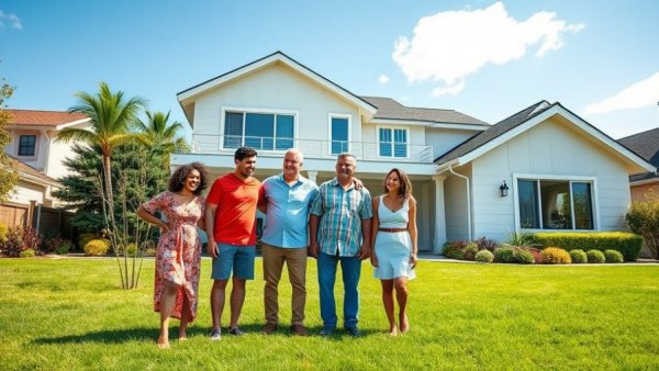 Happy family in front yard highlighting difference between bump out and addition.