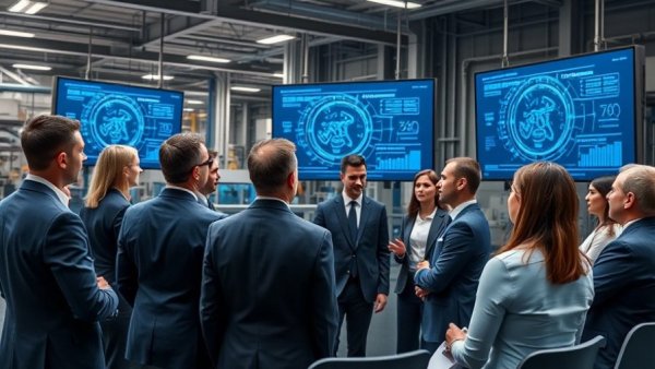 AI literacy workshop for manufacturers in a high-tech setting.