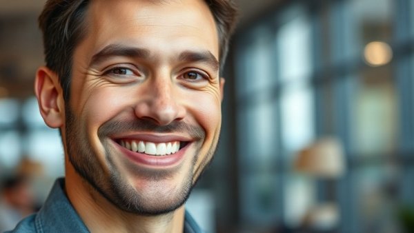 Confident man in modern office, investing in AI concept.