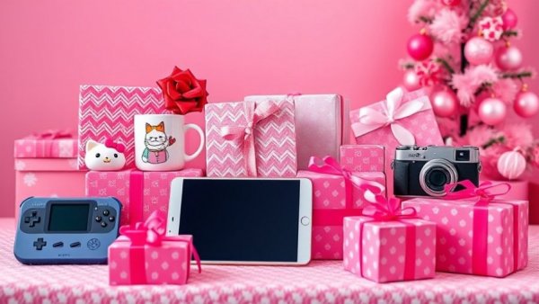 Best tech gifts of 2025 arranged on a pink table.