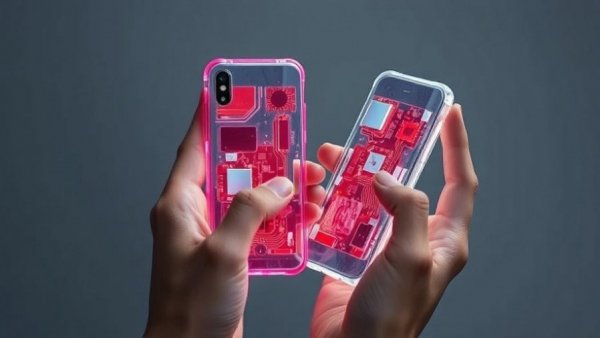 Futuristic transparent phones showcasing innovative smartphone technology.