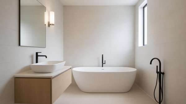 Modern bathroom with sleek fixtures, bathroom remodeling Houston TX.