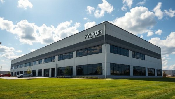 F.W. Webb expansion in New Jersey with modern exterior and flag.